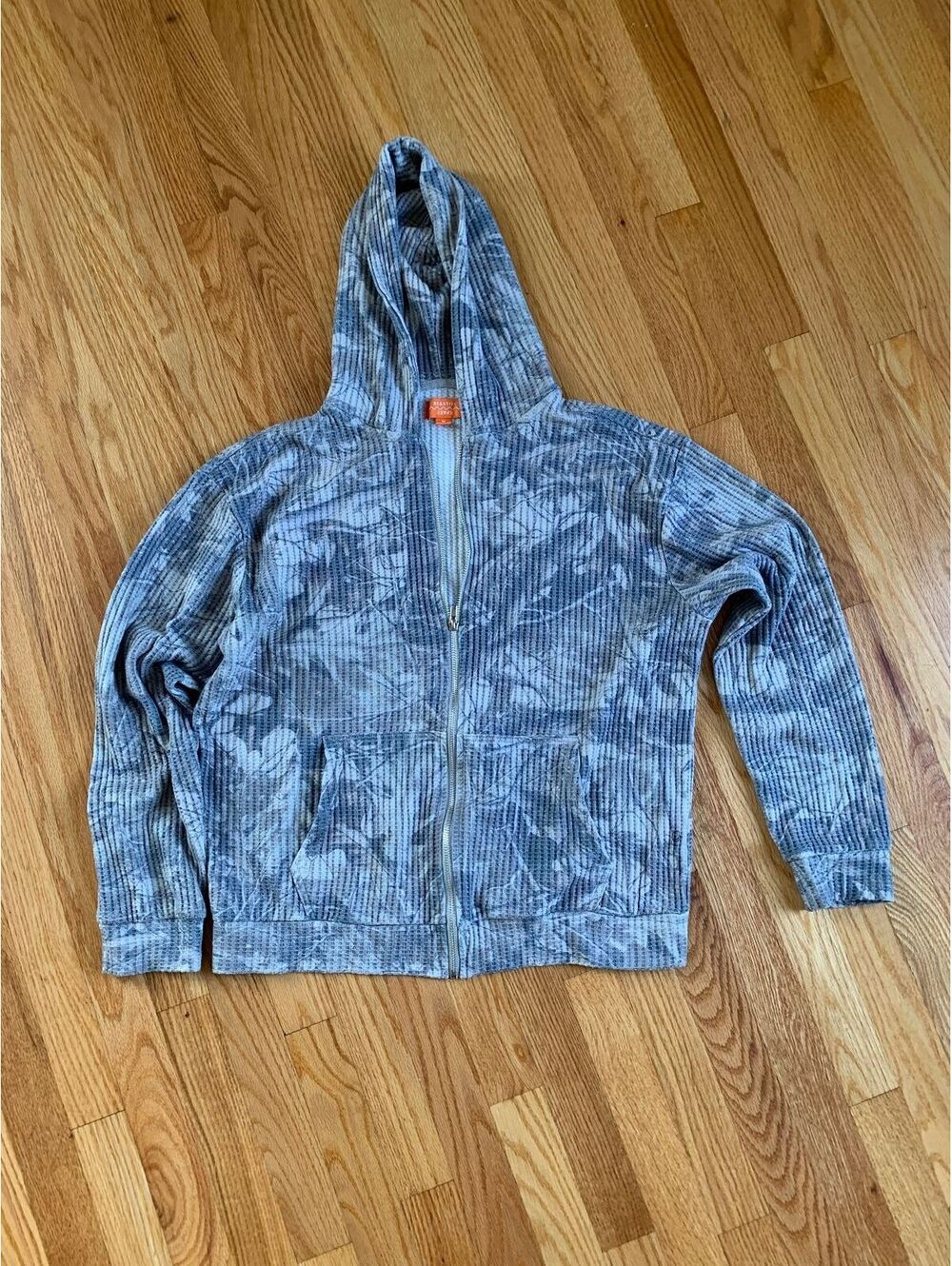 negative space Men's Full Zip Hoodie Gray Patterned Size M